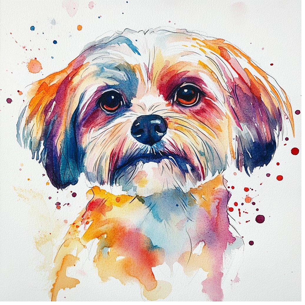 A muted watercolor of a quiet, tired dog — the hidden discomfort of dental disease.
