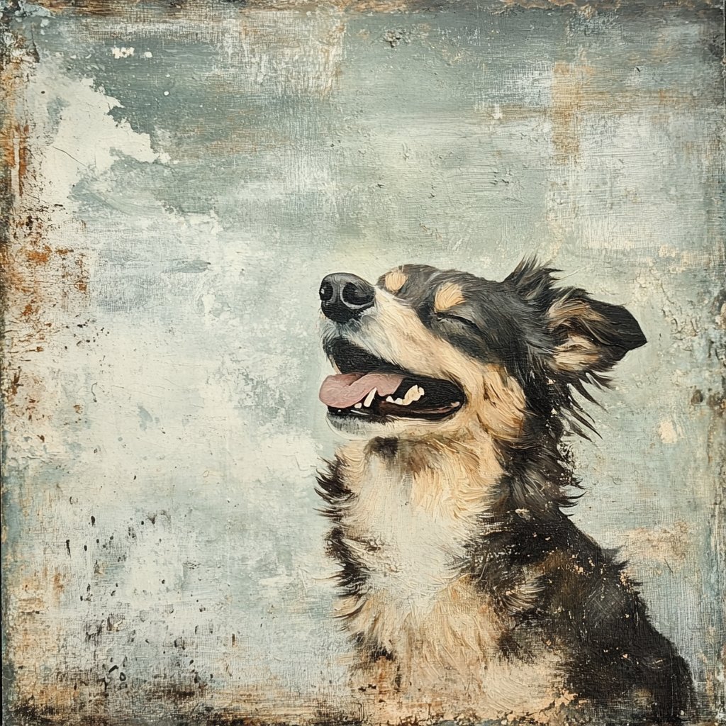 A painted mixed-breed dog — large breed patients